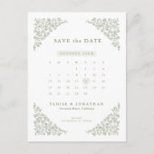 デリケートシンプルなフローラカレンダー日付を保存 ポストカード (正面)