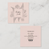 デリケートシンプル赤面ピンクボタニカルフローラ スクエア名刺 (正面/裏面)