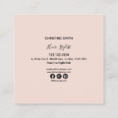 デリケートシンプル赤面ピンクボタニカルフローラ スクエア名刺 (裏面)