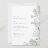 デリケートソフトブルーフローラブライダルシャワー 招待状 (正面)