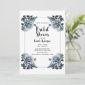 デリケートダスティブルーバラエレガントブライダルシャワー 招待状 (スタンド正面)