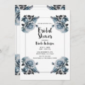 デリケートダスティブルーバラエレガントブライダルシャワー 招待状 (正面/裏面)