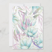 デリケートティール（緑がかった色）紫フローラ水彩誕生日 招待状 (裏面)