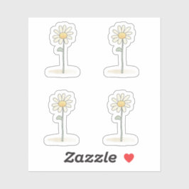 デリケートデイジーイラストレーションシンプル – 甘い花 シール