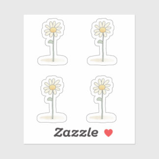 デリケートデイジーイラストレーションシンプル – 甘い花 シール