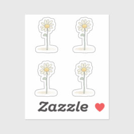 デリケートデイジーイラストレーションシンプル – 甘い花 シール