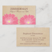デリケートデイジー名刺、ピンクの花 名刺 (正面/裏面)