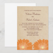 デリケートデイジー結婚式招待状、オレンジ 招待状 (正面/裏面)