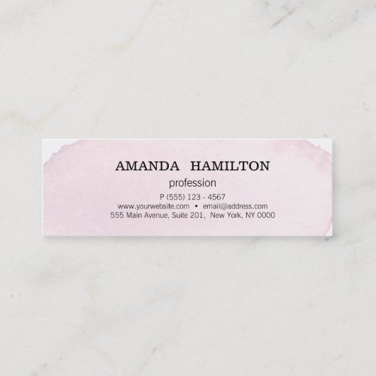 デリケートトレンディーピンクウォーターカラー洗浄プロフェッショナル スキニー名刺 (裏面)