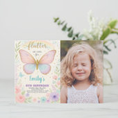 デリケートバタフライ誕生日招待状 招待状 (スタンド正面)