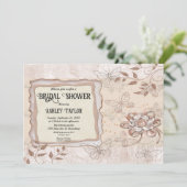 デリケートバラ金ゴールドグリッターモダンブライダルシャワー 招待状 (スタンド正面)