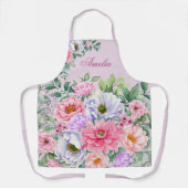 デリケートパステルウォーターカラーサマー花模様 エプロン (正面)
