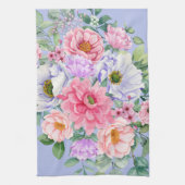 デリケートパステルウォーターカラーサマー花模様 キッチンタオル (縦)