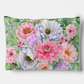 デリケートパステルウォーターカラーフローラ化粧品バッグ アクセサリーポーチ (裏面)