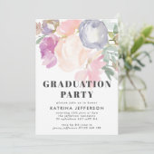 デリケートパステルウォーターカラーフローラ卒業パーティー 招待状 (スタンド正面)