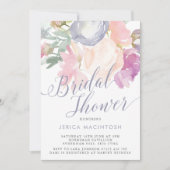 デリケートパステル花模様ウォーターカラーブライダルシャワー 招待状 (正面)