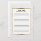 デリケートパーソナライズされたホワイトペイズリーレース 便箋 (正面/裏面)