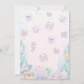 デリケートパープルブルーリトルマーメイド誕生日 招待状 (裏面)