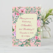 デリケートピンクサマーガーデンパーティーフローラ誕生日 招待状 (スタンド正面)