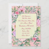 デリケートピンクサマーガーデンパーティーフローラ誕生日 招待状 (裏面)