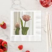 デリケートピンクパステルチューリップフローラ写真 縁ありランチョンナプキン (インサイチュ)