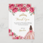 デリケートピンクフローラプリンセスバラ金ゴールドキンセアニー サンキューカード (正面/裏面)