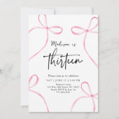 デリケートピンクボウコケット13誕生日 招待状 (正面)