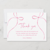 デリケートピンクボウ誕生日 サンキューカード (正面)