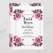 デリケートピンクローズシャビーシックブライダルシャワー 招待状 (正面/裏面)
