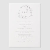 デリケートフォーマルモノグラムフローラ結婚リース ベラム紙招待状 (正面)