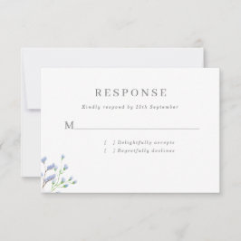 デリケートフランスのブルーリージェンシー結婚フラワーズ 出欠カード