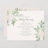 デリケートフローラをテーマにしたベビーシャワー招待状予算 (正面/裏面)