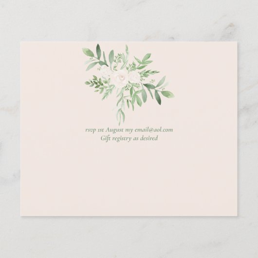 デリケートフローラをテーマにしたベビーシャワー招待状予算 (裏面)