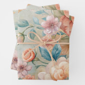 デリケートフローラインスパイアヴィンテージパステルウォーターカラー ラッピングペーパーシート (インサイチュ)