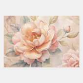 デリケートフローラインスパイアヴィンテージパステルウォーターカラー ラッピングペーパーシート (正面2)