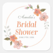 デリケートフローラオレンジブライダルシャワースクエア スクエアシール (正面)