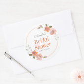 デリケートフローラオレンジブライダルシャワーラウンドステッカー ラウンドシール (封筒)