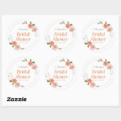 デリケートフローラオレンジブライダルシャワーラウンドステッカー ラウンドシール (シート)