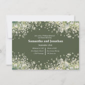 デリケートフローラオンオリーブグリーンリハーサルディナー 招待状 (正面)