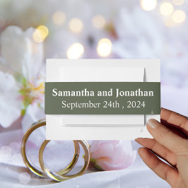 デリケートフローラオンオリーブグリーン招待状 招待状ベリーバンド