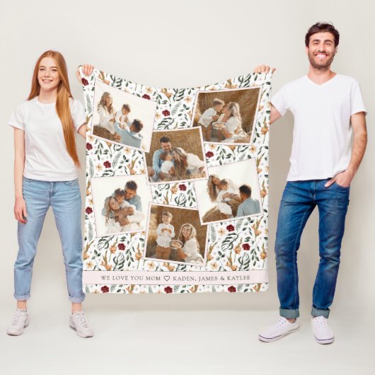 デリケートフローラスクラップブックスタイル母の日 フリースブランケット (インサイチュ)