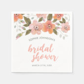 デリケートフローラピーチブライダルシャワー スタンダードカクテルナプキン (正面)