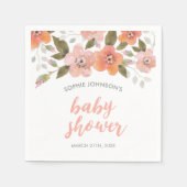 デリケートフローラピーチベビーシャワー スタンダードカクテルナプキン (正面)