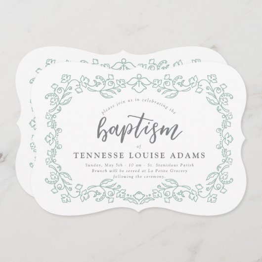 デリケートフローラベビー洗礼招待状 招待状 (正面/裏面)