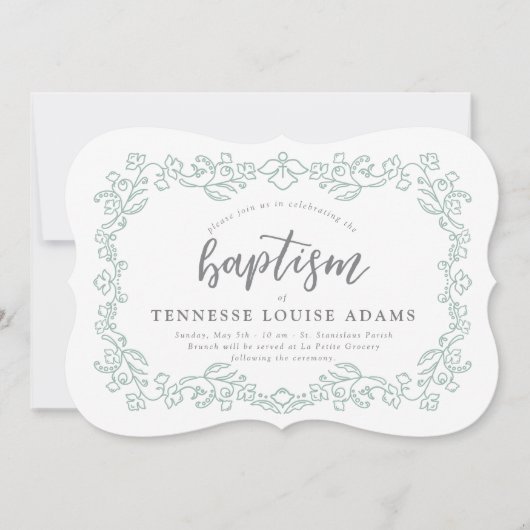 デリケートフローラベビー洗礼招待状 招待状 (正面)