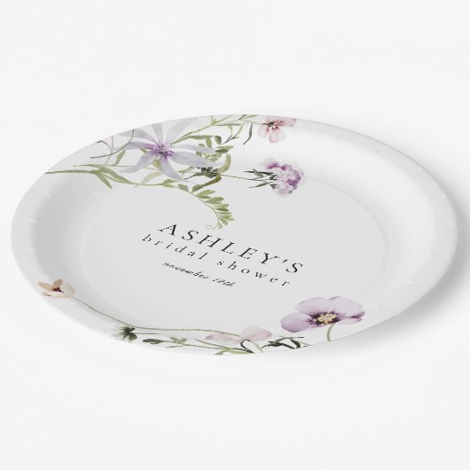 デリケートフローララベンダーブライダルシャワー紙プレート ペーパープレート (アングル)