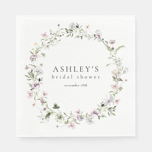 デリケートフローララベンダーブライダルシャワー スタンダードランチョンナプキン (正面)