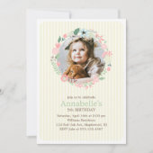 デリケートフローラリースガールバースデーパーティー 招待状 (正面)