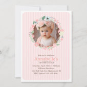 デリケートフローラリースガールバースデーパーティー 招待状 (正面)