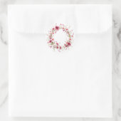 デリケートフローラリースピンクステッカー ラウンドシール (バッグ)